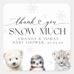 Winter Animals Gender Neutral Thanks Baby Shower Square Sticker