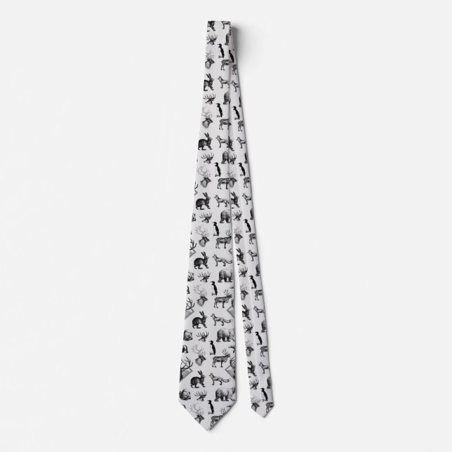 Winter animals neck tie (Front)