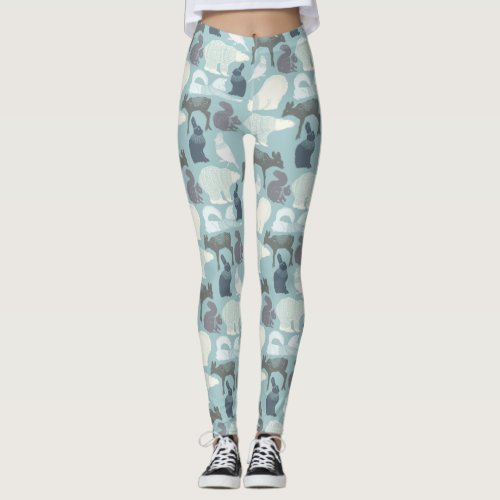 Winter Animals Polar Bear Fox Squirrel Leggins Leggings