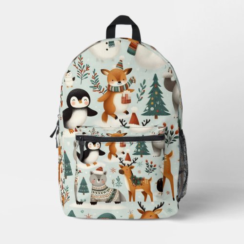 Winter animals printed backpack