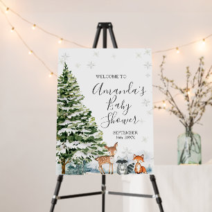 Winter Animals Snowflakes Baby Shower Welcome Foam Board