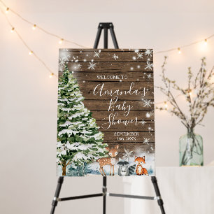 Winter Animals Wood Snowflakes Baby Shower Welcome Foam Board