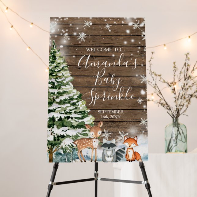 Winter Animals Wood Snowflakes Baby Spinkle Foam Board (In Situ (Stand))