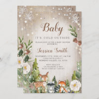 Winter Animals Woodland Boy Baby Shower Invitation