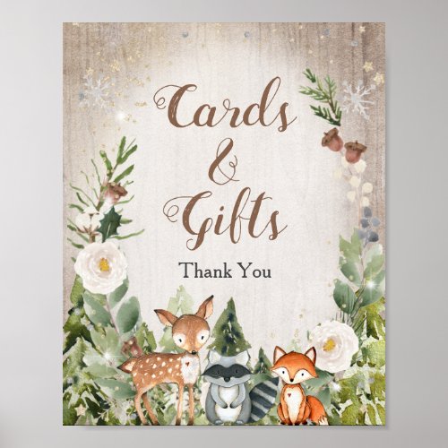 Winter Animals Woodland Floral Cards  Gifts Sign