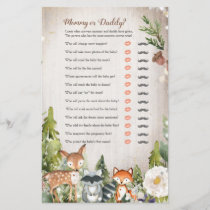 Winter Animals Woodland Mommy or Daddy Game