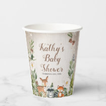Winter Animals Woodland White Floral Baby Shower Paper Cups