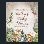 Winter Animals Woodland White Floral Welcome Sign<br><div class="desc">Winter Animals Woodland White Floral Pine Trees Silver Snowflakes Welcome Sign</div>