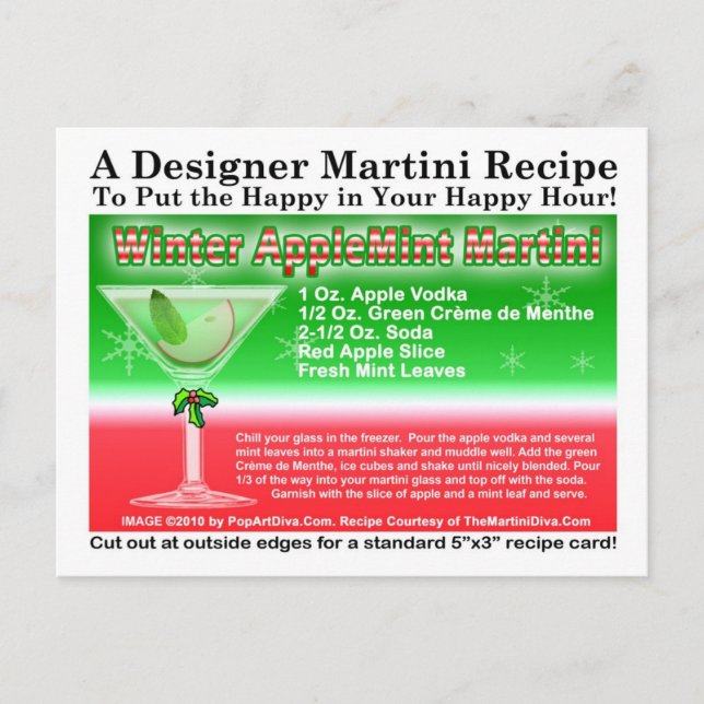 Winter Apple Mint Christmas Martini Recipe Card (Front)