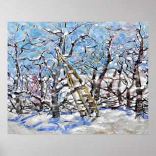Winter Apple Pruning / Artist Larry Lerew Poster
