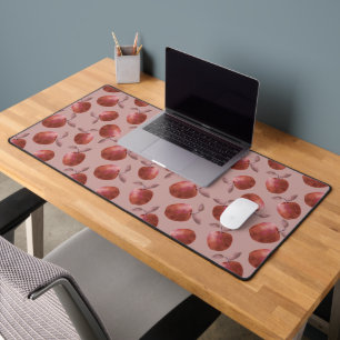 Winter apples muted red shades desk mat