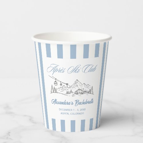 Winter Apres Ski Club Bachelorette Party Paper Cups