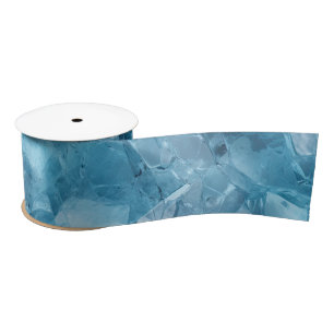 Winter Aqua Blue Ice Snowflakes Christmas Satin Ribbon