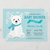 Winter Aqua Polar Bear Baby Shower Invitation (Front/Back)