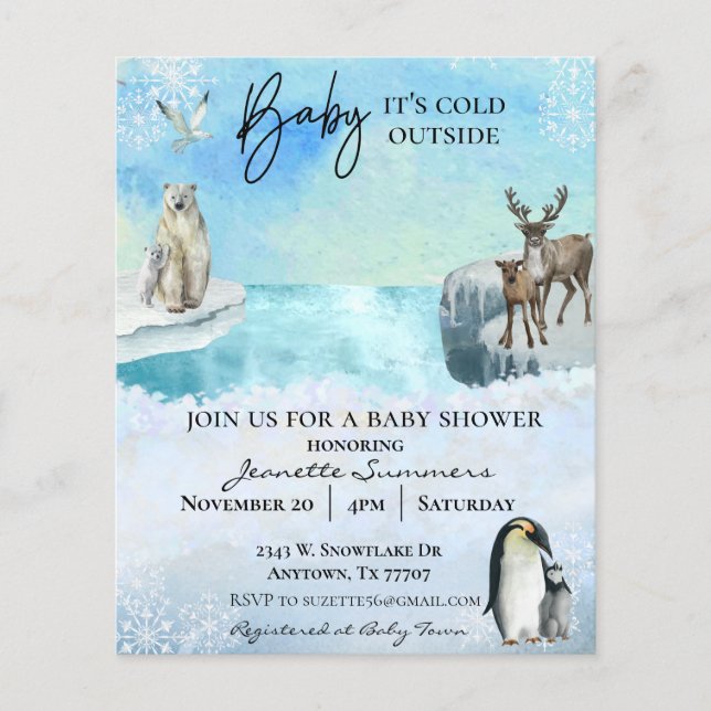 Winter Arctic Animal Baby It's Cold Outside Shower (Front)