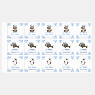 Winter Arctic Animals Baby Shower Bookplate Labels