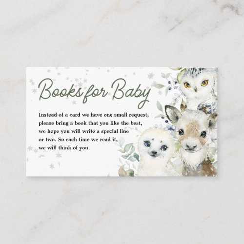 Winter Arctic Animals Baby Shower Books for Baby Enclosure Card