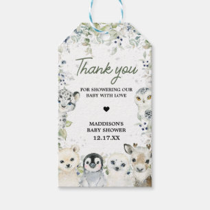 Winter Arctic Animals Baby Shower Favor Tags