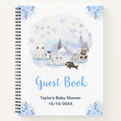 Winter Arctic Animals Baby Shower Guest Book