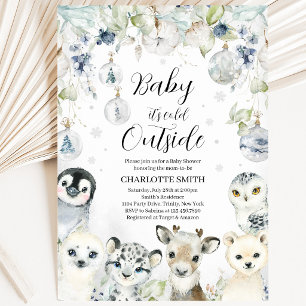 Winter Arctic Animals Baby Shower Invitation