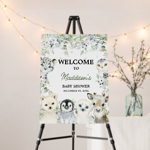 Winter Arctic Animals Baby Shower Welcome Sign