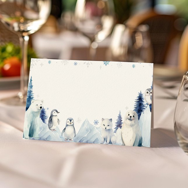 Winter Arctic Animals Birthday Food Place Card (Creator Uploaded)