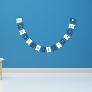 Winter Arctic Animals Blue Boy Birthday Party Bunting Flags