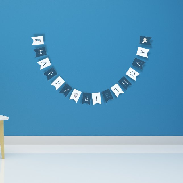 Winter Arctic Animals Blue Boy Birthday Party Bunting Flags (Creator Uploaded)