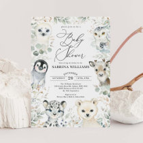 Winter Arctic Animals Gender Neutral Baby Shower Invitation