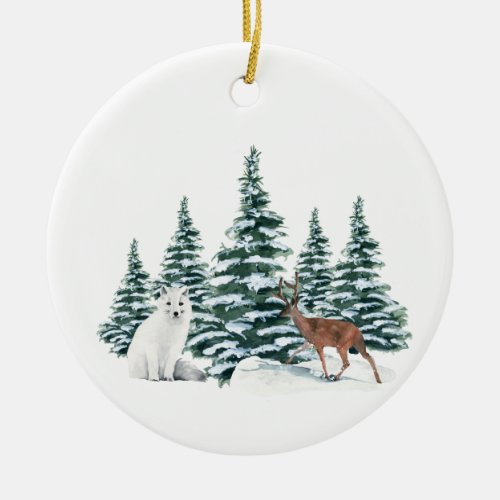 Winter Arctic Christmas  Custom 4 Collage Photo Ceramic Ornament