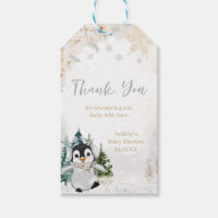 Winter Arctic Penguin Baby Shower Favor Tags