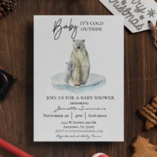 Winter Arctic Polar Bear Baby cold Outside shower Invitation