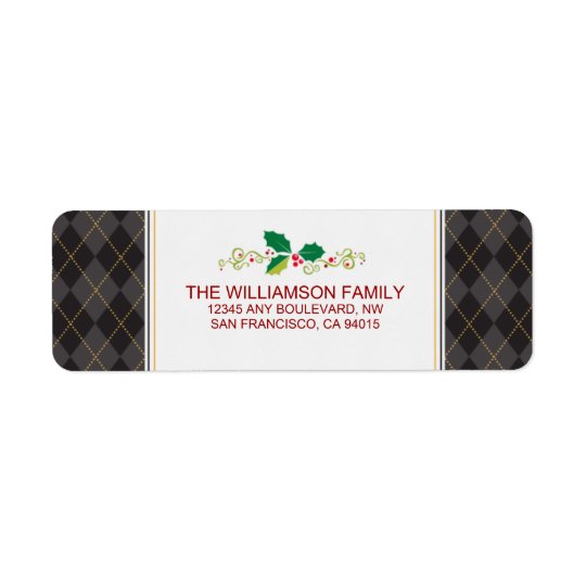 Winter Argyle Return Address Labels (black)