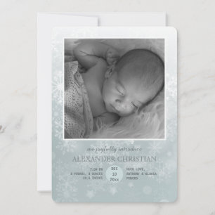 Winter Arrival Photo Birth Announcement Vertical