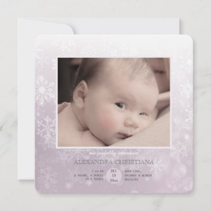 Winter Arrival Rose Sq. Photo Birth Announcement
