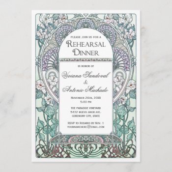 Winter Art Nouveau Rehearsal Dinner Invitations by Anything_Goes at Zazzle