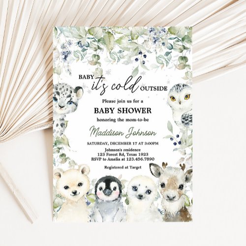 Winter Artic Animals Baby Shower  Invitation