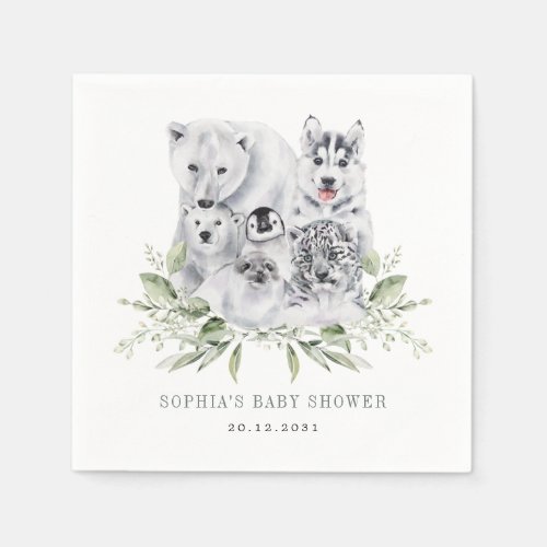 Winter Artic Animals Holiday Party Baby Shower Napkins