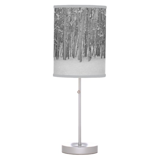 Winter Aspen Trees Table Lamp (Front)