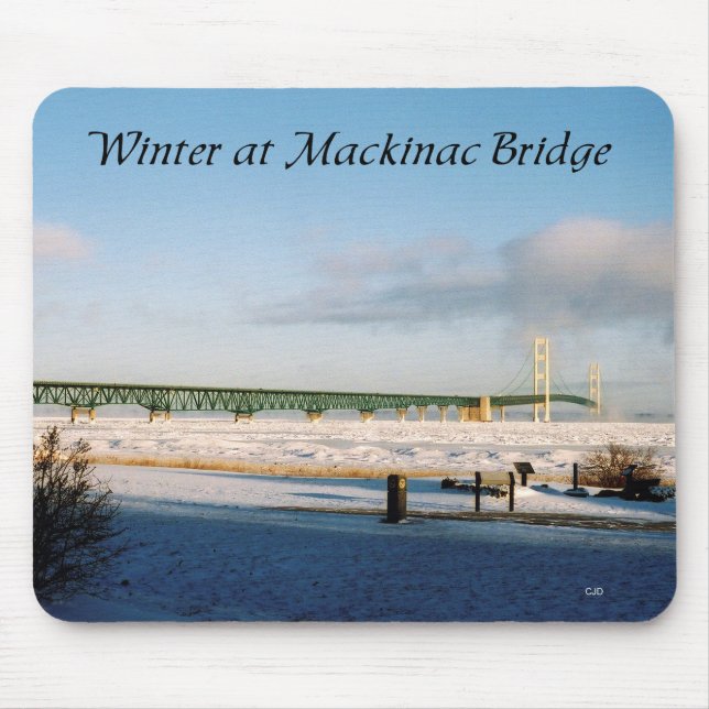 Winter at Mackinac Bridge mousepad (Front)