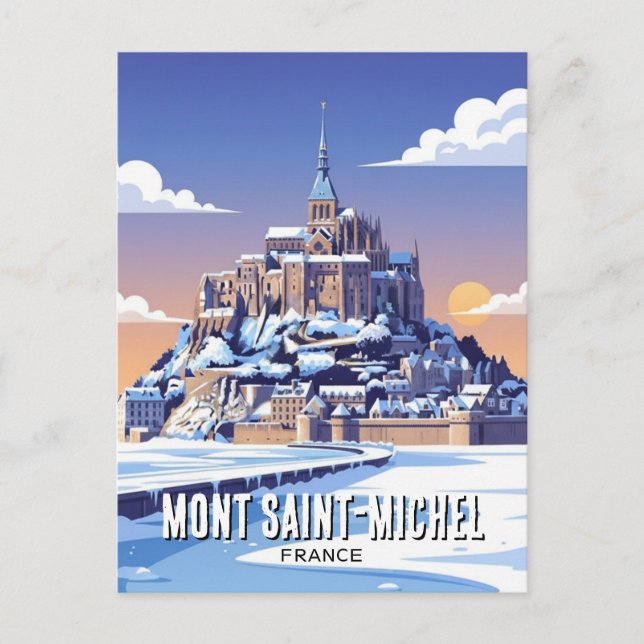 Winter at Mont Saint-Michel Postcard (Front)