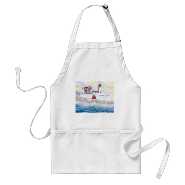 winter at Nubble LIghthouse in Maine Adult Apron (Front)