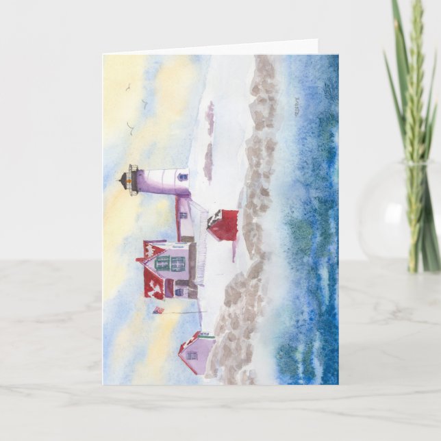 winter at Nubble LIghthouse in Maine Holiday Card (Front)
