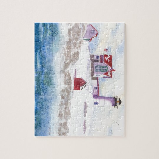 Winter At Nubble Lighthouse In Maine Jigsaw Puzzle