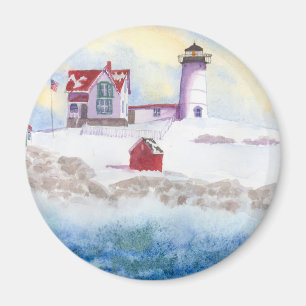 Winter at Nubble LIghthouse in Maine Magnet