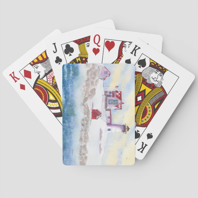Winter at Nubble LIghthouse in Maine Playing Cards (Back)