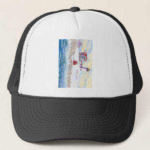 winter at Nubble LIghthouse in Maine Trucker Hat