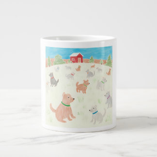 Winter at the dog farm giant coffee mug