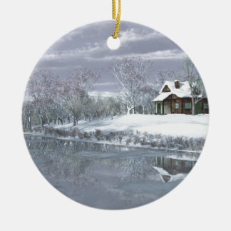 Winter at the Lake Ceramic Ornament