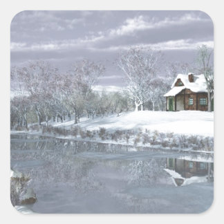 Winter at the Lake Square Sticker